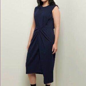 Derek Lam 10 Crosby Navy Landry T-Shirt Dress with Twist Wrap Detail